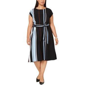 Alfani Womens Striped Office Workwear Midi Dress